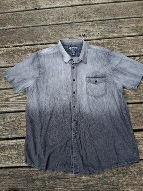American Rag Shirt Mens 2XL Ombre Gray Short Sleeve Button Front Casual Outdoor